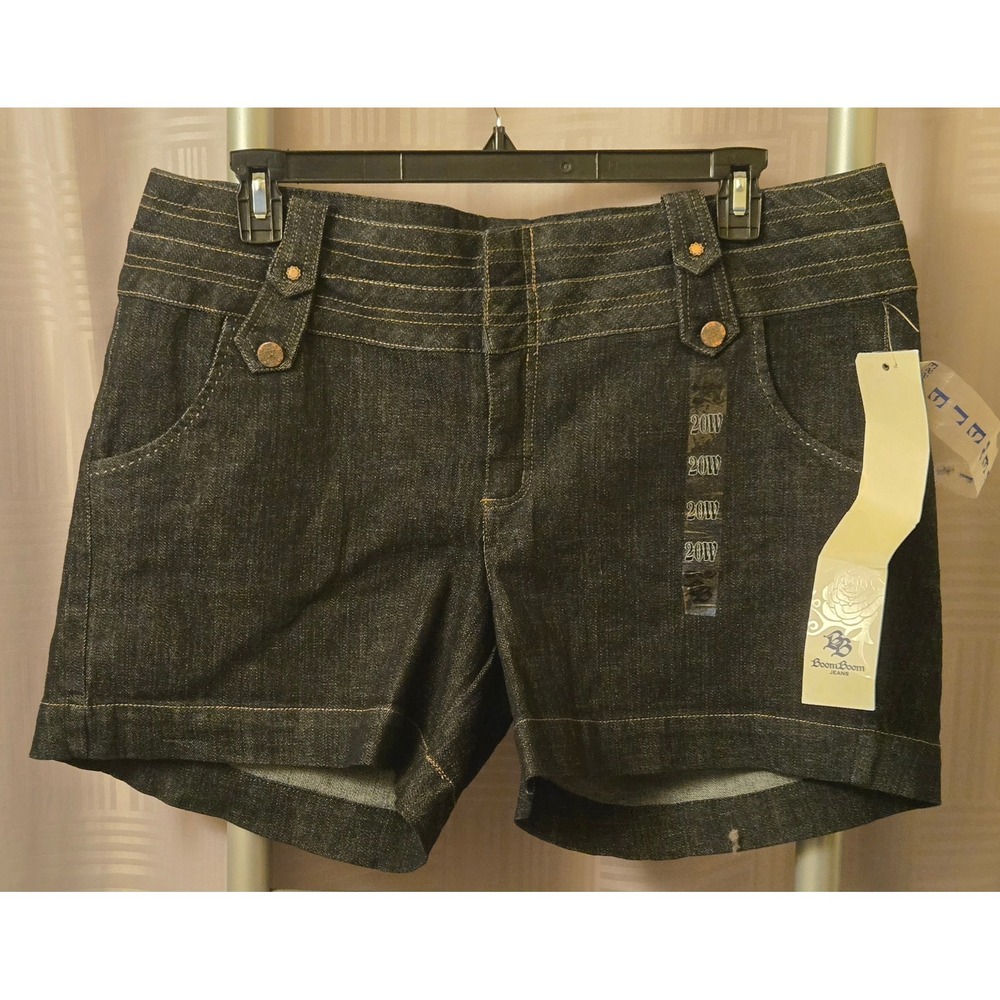 Boom Boom Jeans Womens Plus Size 20W Dark Wash Denim Shorts Stitched Waistband